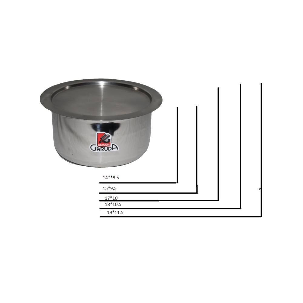 10 Pcs Stainless Steel Induction & Gas Tope Set With Lid 1.2 L to 3.5 L