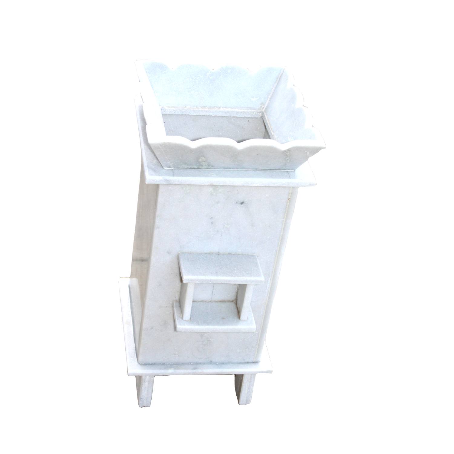 Marble Plant Pot with Diya Holder 27 * 12 (Pick Up Price) Marble Tulsi Pot for Home, Porch, Garden, and Balcony, Tulsi Kyara, Tulsi Stand
