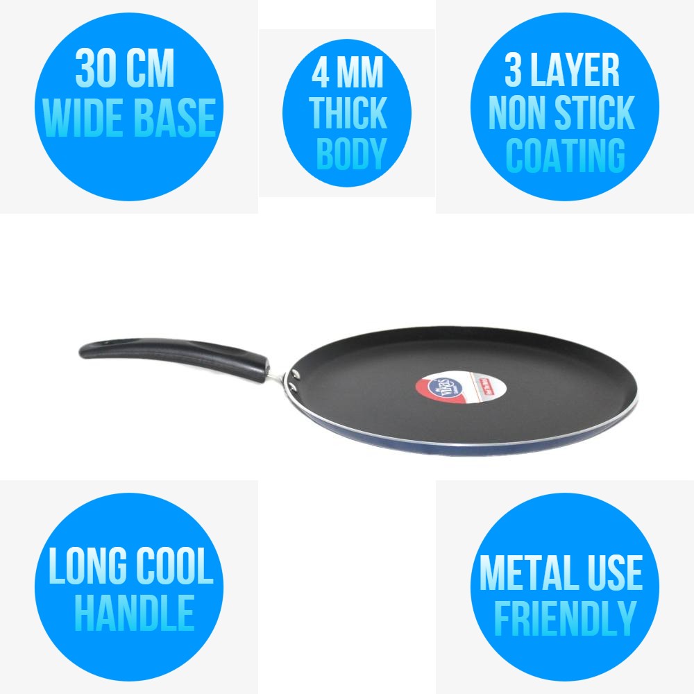 Vikas 30 CM Flat Frying Pancake Pan Non Stick Dosa Tawa 4 MM