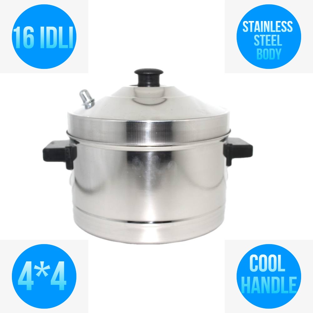 Idly Maker + 4 Plates Premium Stainless Steel- Brand New In Box- Idli Cooker