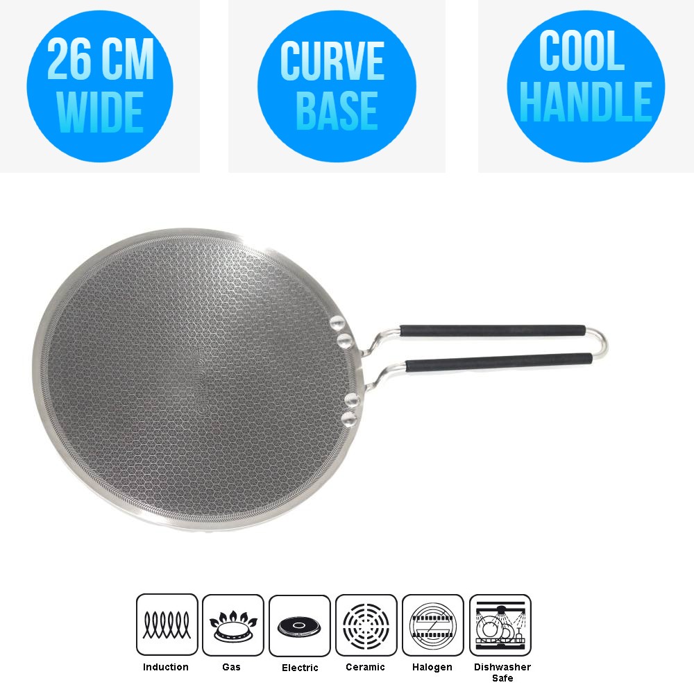 Honeycomb Hybrid Coated non stick Stainless Steel Concave Roti Tawa 26 CM wide