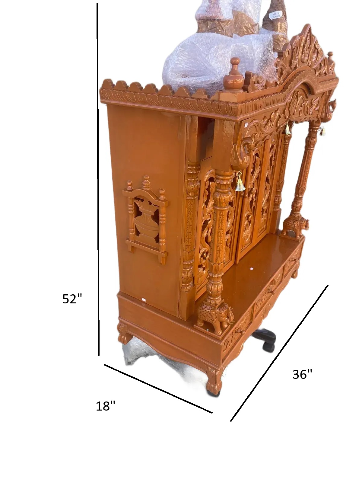 JK 36 * 18 Sevan WOOD with Ply CEMICARVE TEMPLE Home PUJA Ghar POOJA Mandir Hindu TEMPLE (Pick Up Price) (orange)
