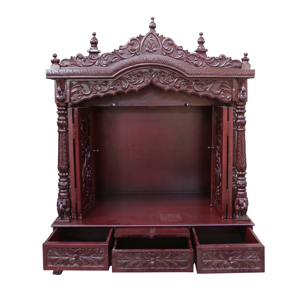 JK 42 * 24 Sevan WOOD with Ply CEMICARVE POOJA (PUJA) TEMPLE (MANDIR) (Cherry)
