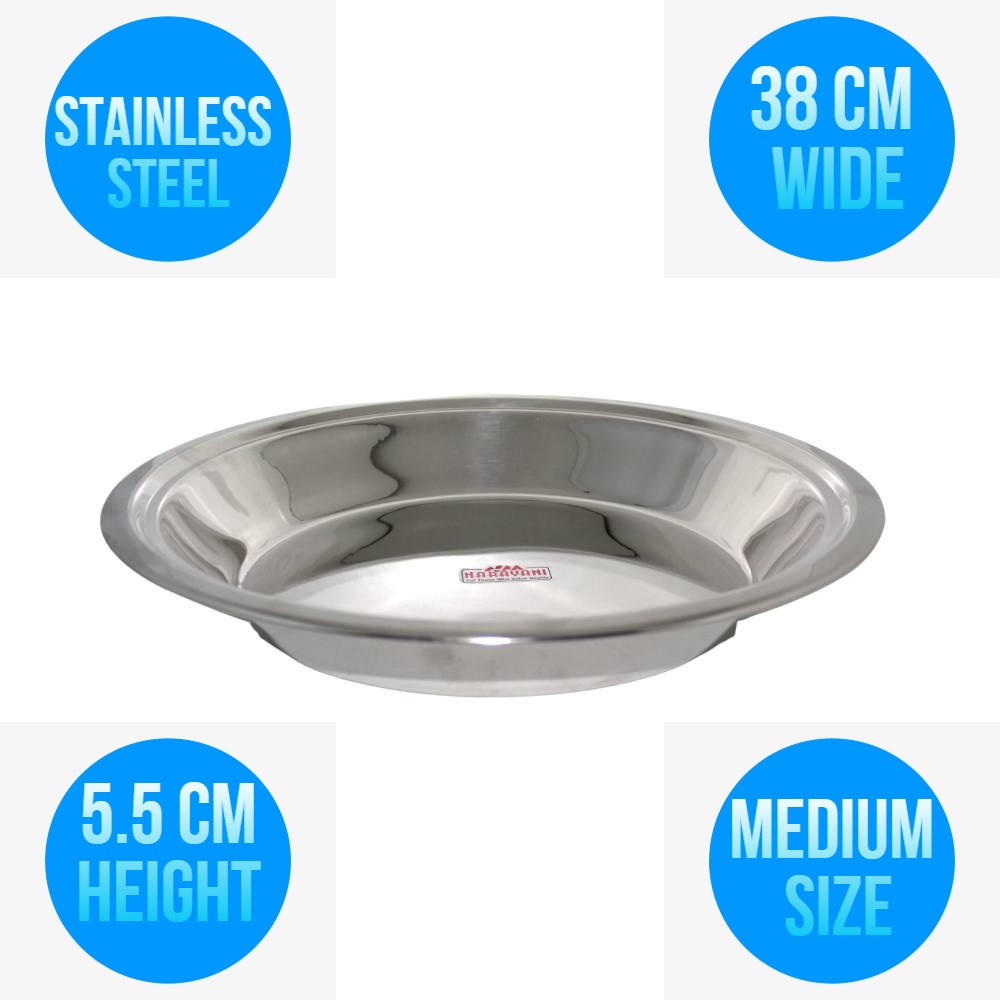 Stainless Steel Indian Parat Parant Pie Pan Dough Maker Dough Kneader plate (M)