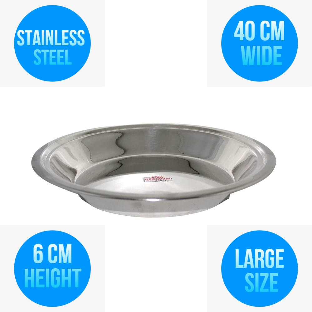 Stainless Steel Indian Parat Parant Pie Pan Dough Maker Dough Kneader plate (L)
