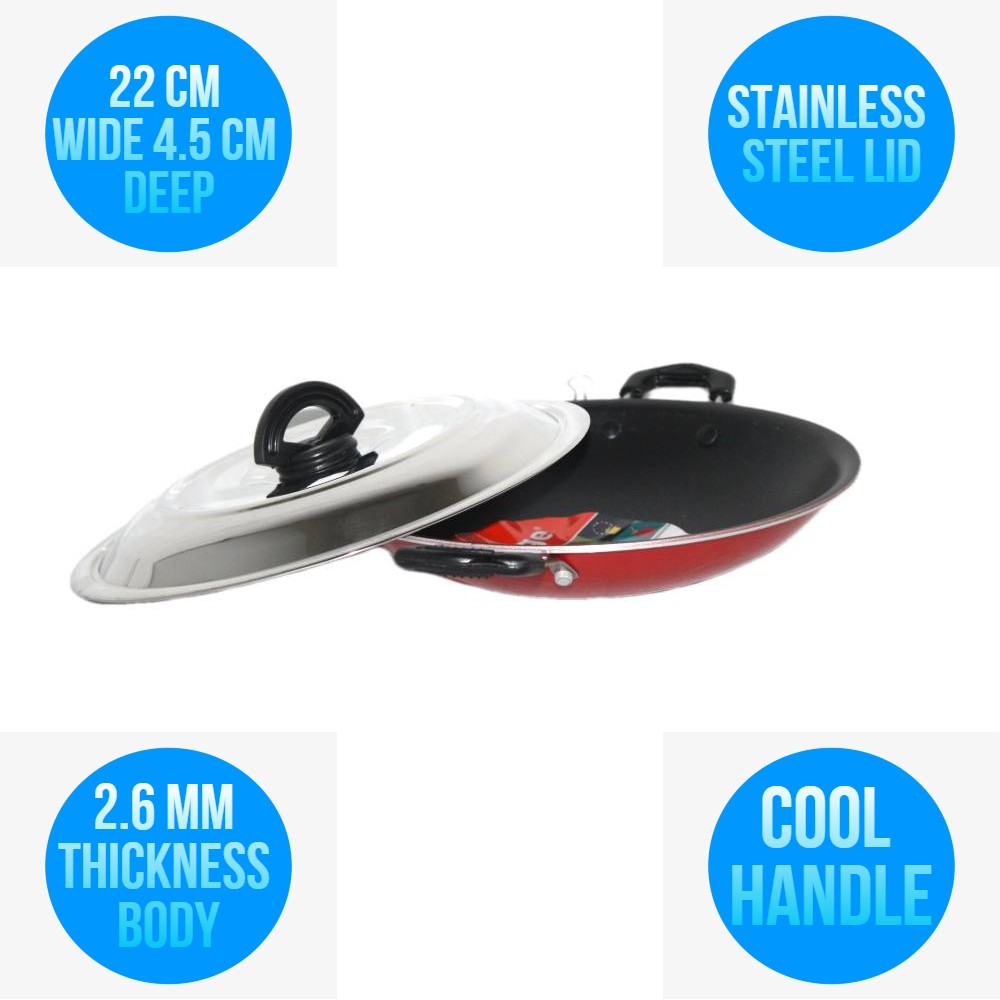 Appachetty 22Cm With Lid Non Stick Appam Pan palappam