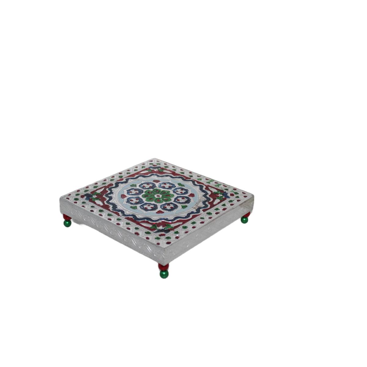 4” x 4” Indian Bajot Bajoth Pooja Puja Chowki Small Low Table For Staute (A M)