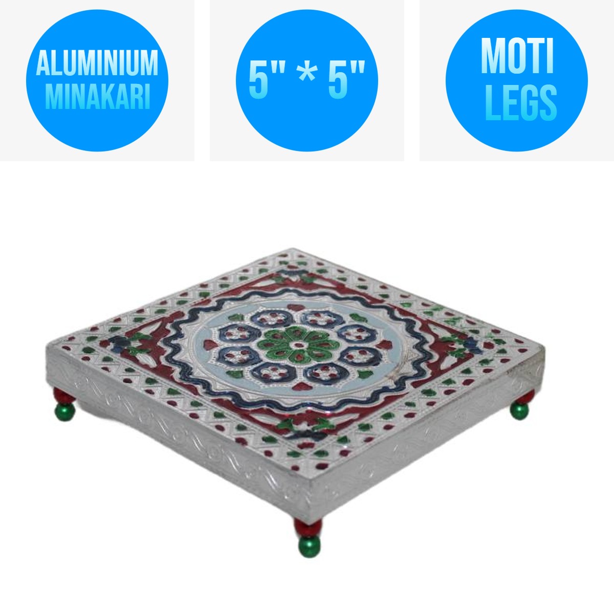 5” x 5” Indian Bajot Bajoth Pooja Puja Chowki Small Low Table For Staute (A M)