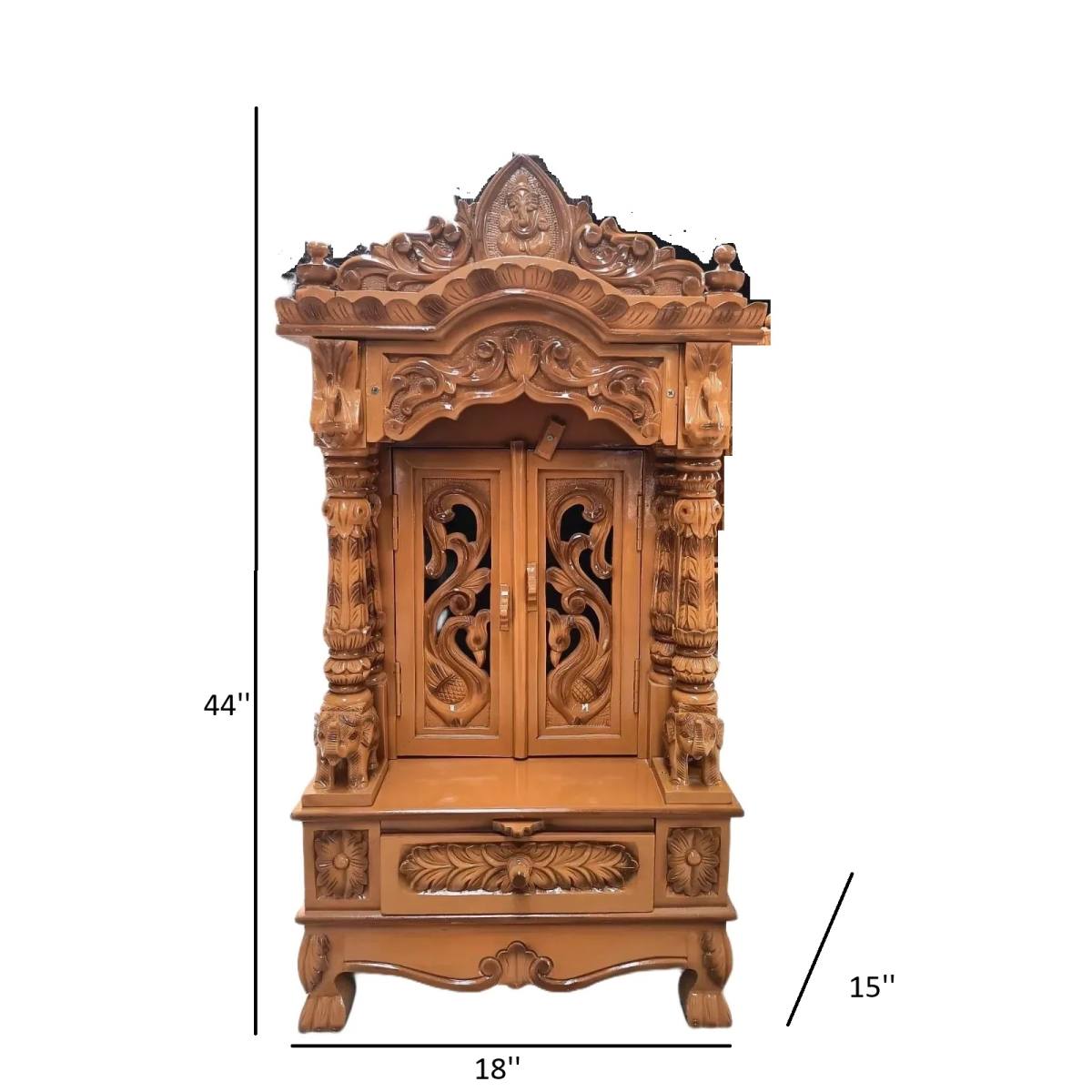 JK 18 15 Sevan WOOD with Ply CEMICARVE TEMPLE Home PUJA Ghar POOJA Mandir Hindu TEMPLE (Pick Up Price)(teakwood two tone)