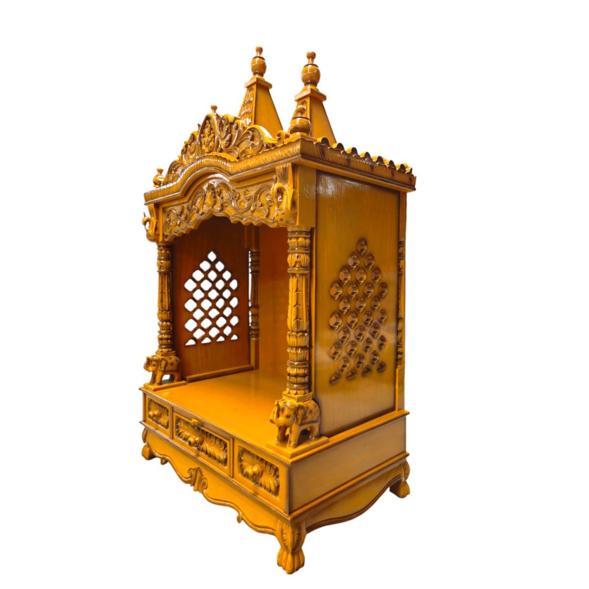 JK 42 * 24 Sevan WOOD with Ply CEMICARVE POOJA (PUJA) TEMPLE (MANDIR) (Teak Wood two tone)