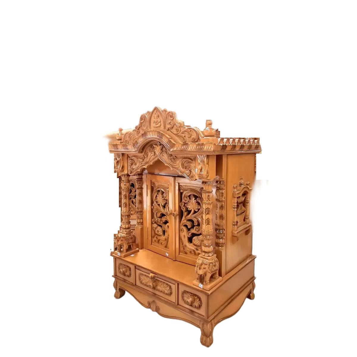 JK 24 18 Sevan WOOD with Ply CEMICARVE TEMPLE Home PUJA Ghar POOJA Mandir Hindu TEMPLE (Pick Up Price) (Tackwood two tone) (Copy)