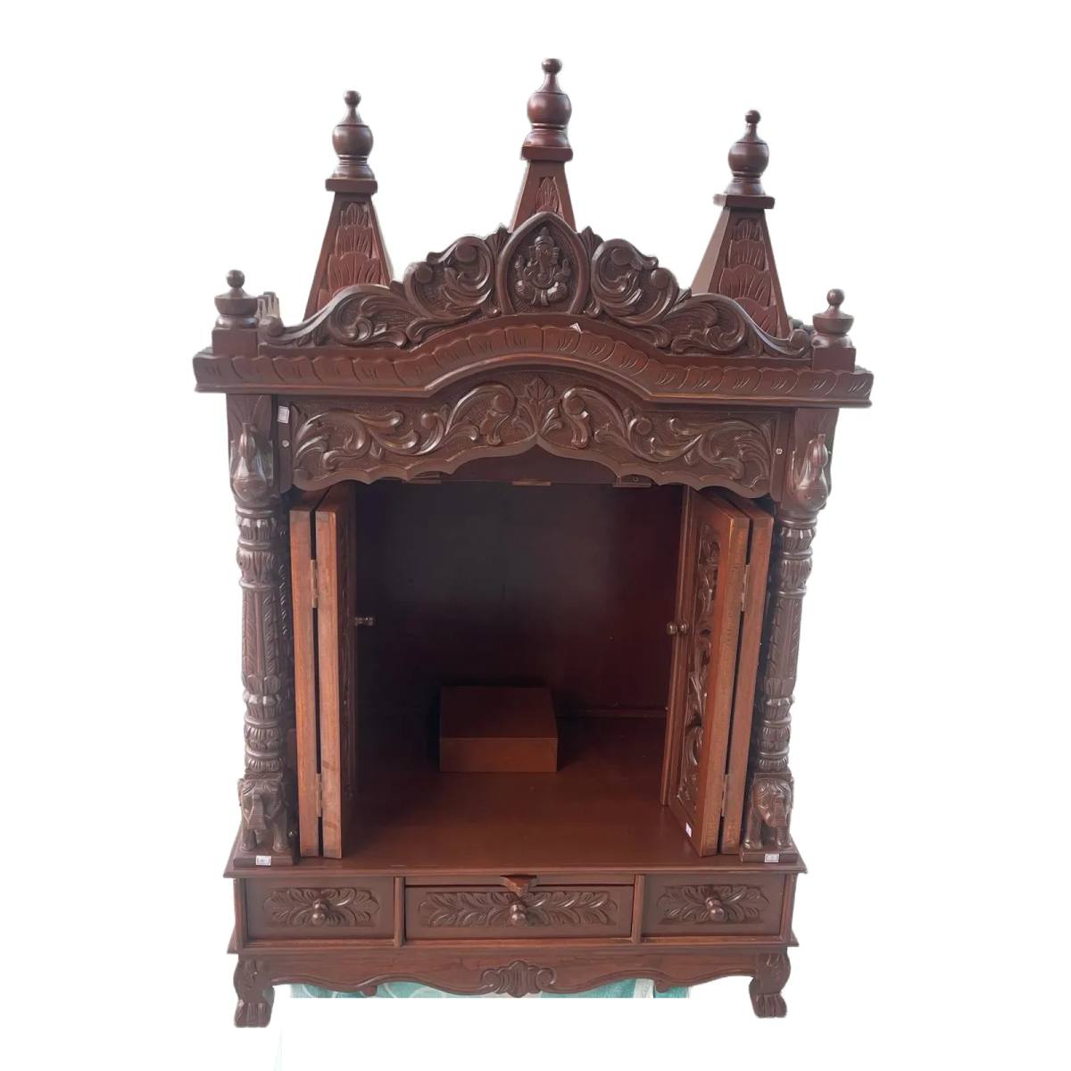 JK 30 * 18 Sevan WOOD with Ply CEMICARVE TEMPLE Home PUJA Ghar POOJA Mandir Hindu TEMPLE (Pick Up Price) (brown)