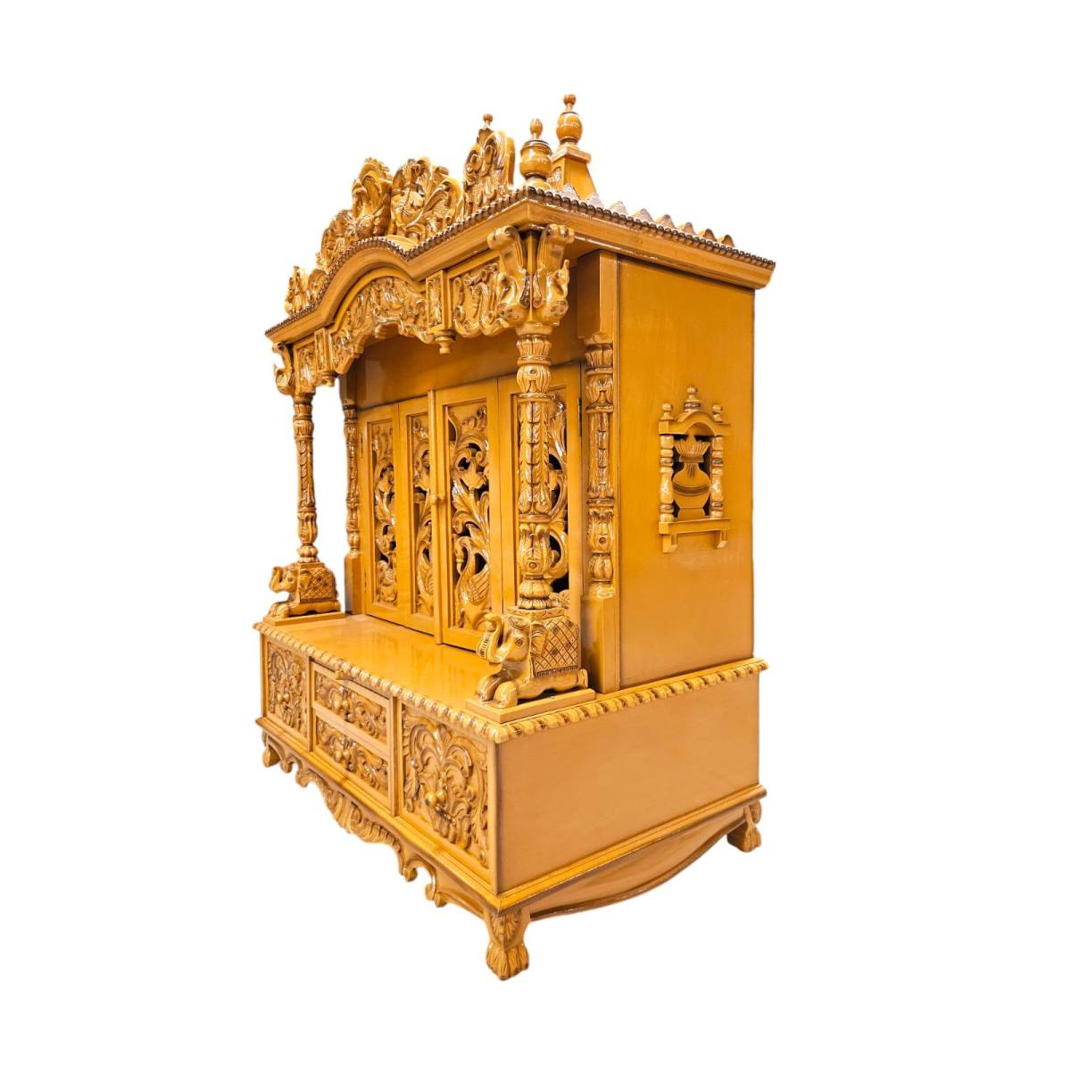 JK 42 * 24 Sevan WOOD with Ply FULLCARVE POOJA (PUJA) TEMPLE (MANDIR) (Teak Wood two tone)