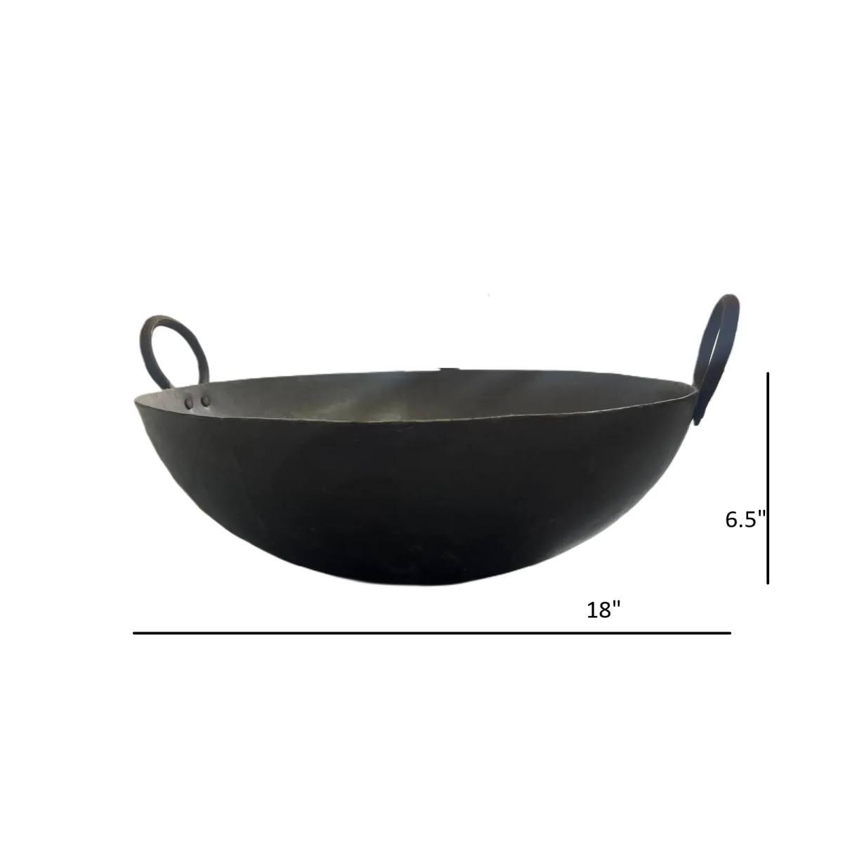 Traditional Iron Deep Kadai frying pan Chinese Wok & Soup Pot for Home and Restaurant, Dual Handle 18 inches (Pick up price)