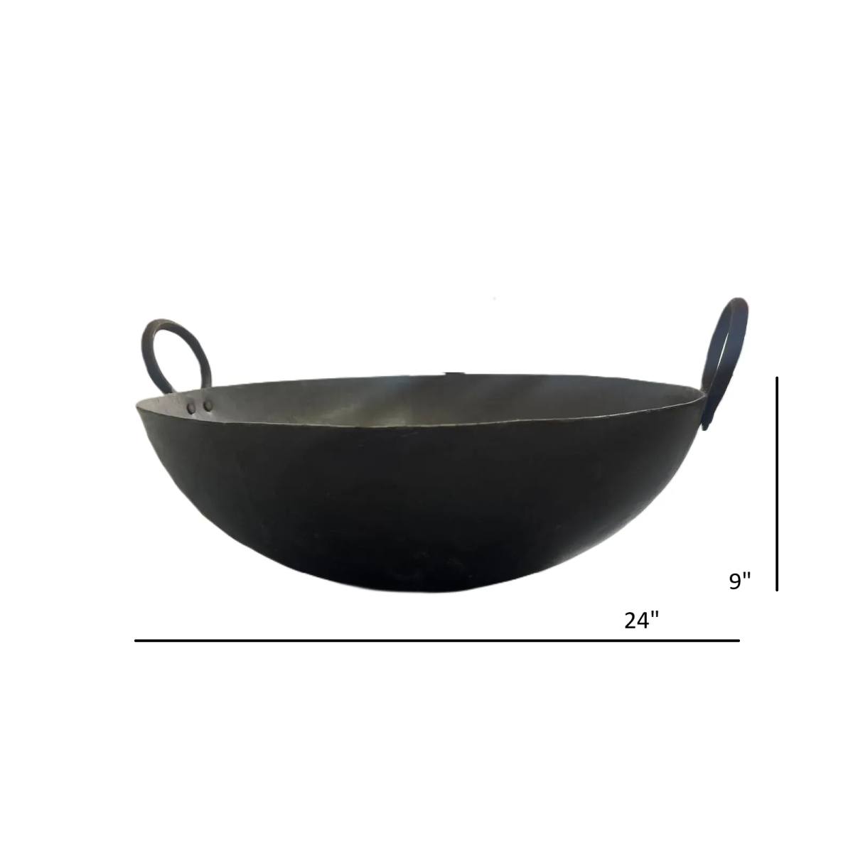 Traditional Iron Deep Kadai frying pan Chinese Wok & Soup Pot for Home and Restaurant, Dual Handle 24 inches (Pick up price)