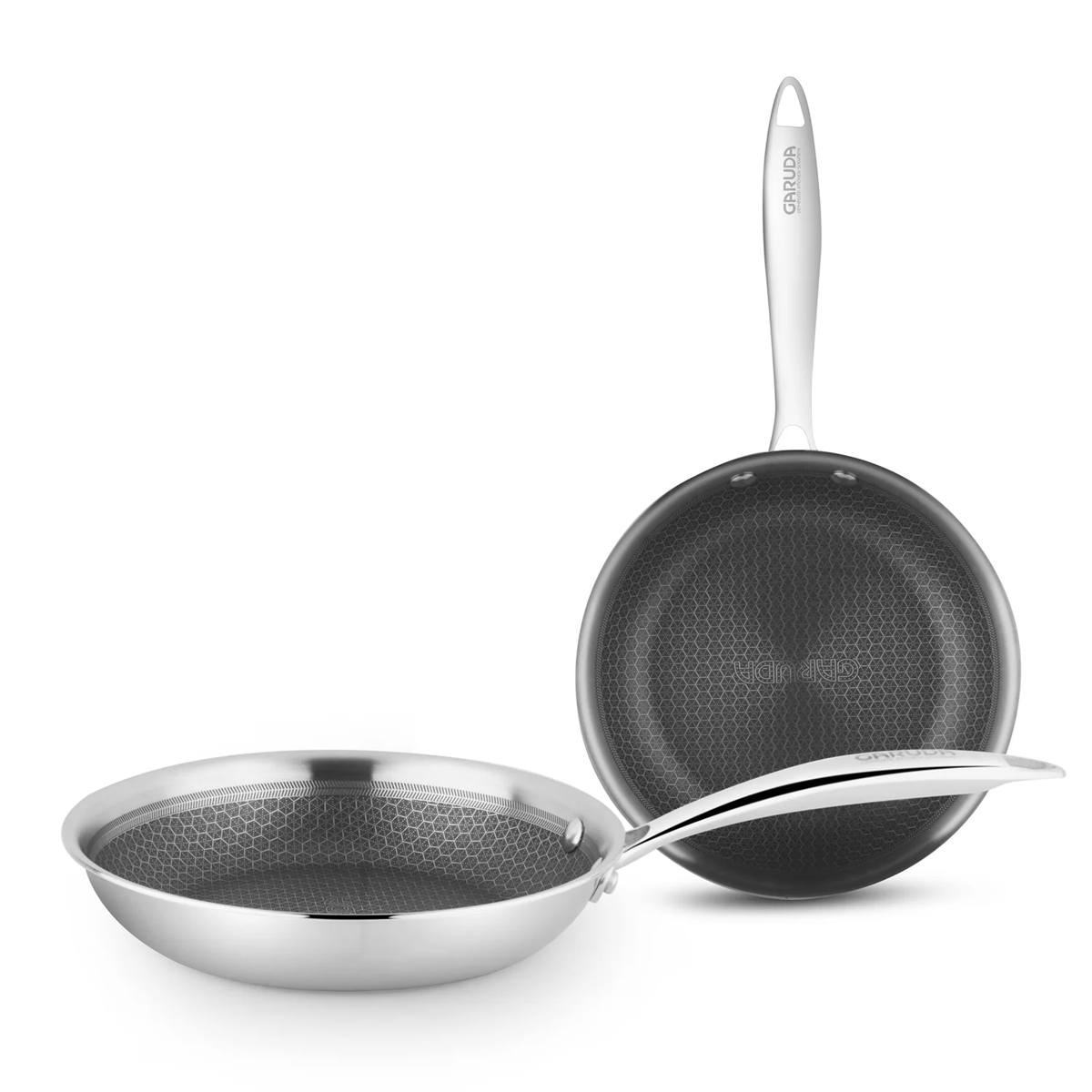 Honeycomb Hybrid Coated Non Stick Stainless Steel Frying Pan 20 CM 1250 ML Induction Stay-Cool Handle Dishwasher & Oven Safe