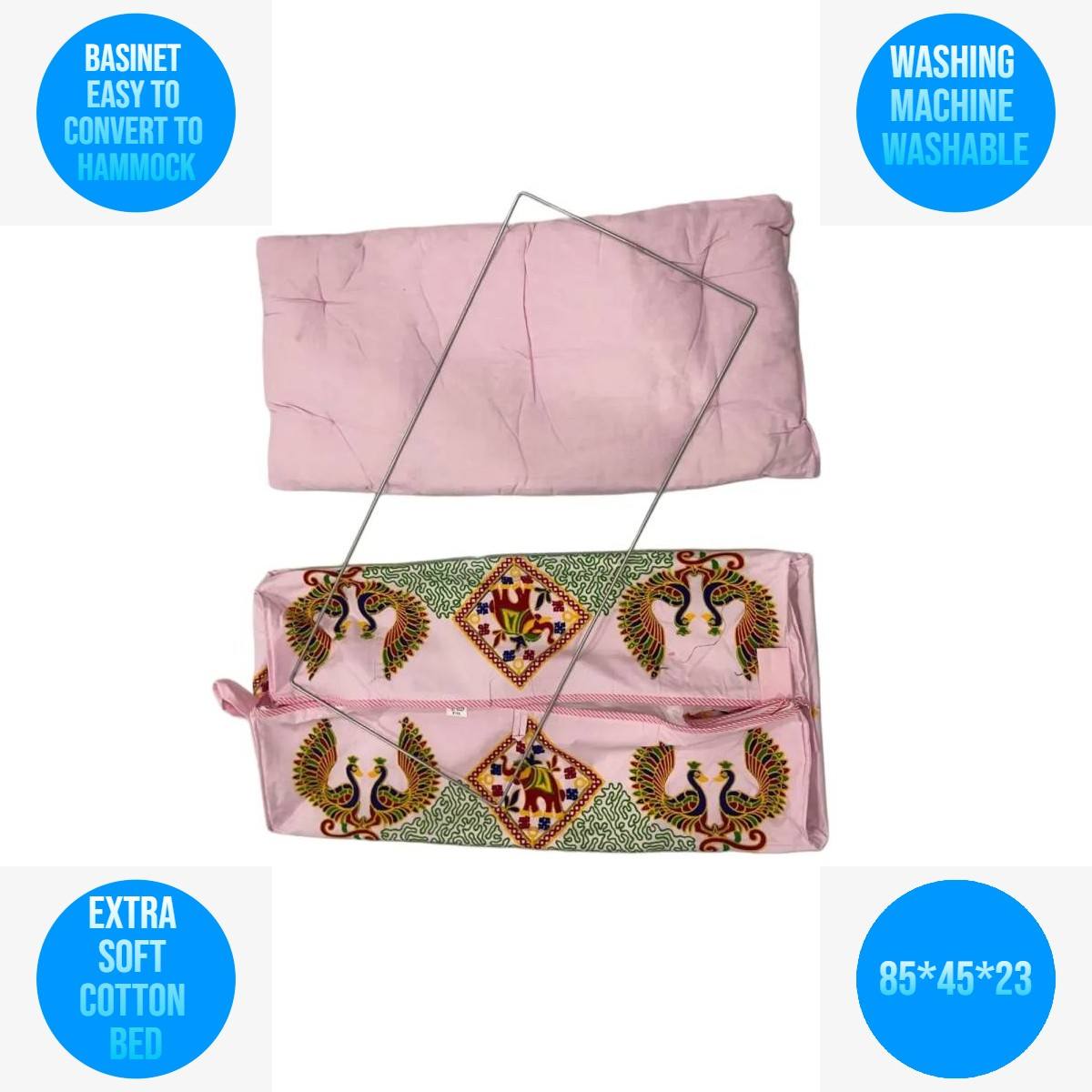 Premium Indian style baby cradle Ghodiyu Portable cradle,hammock with haran choras khoya