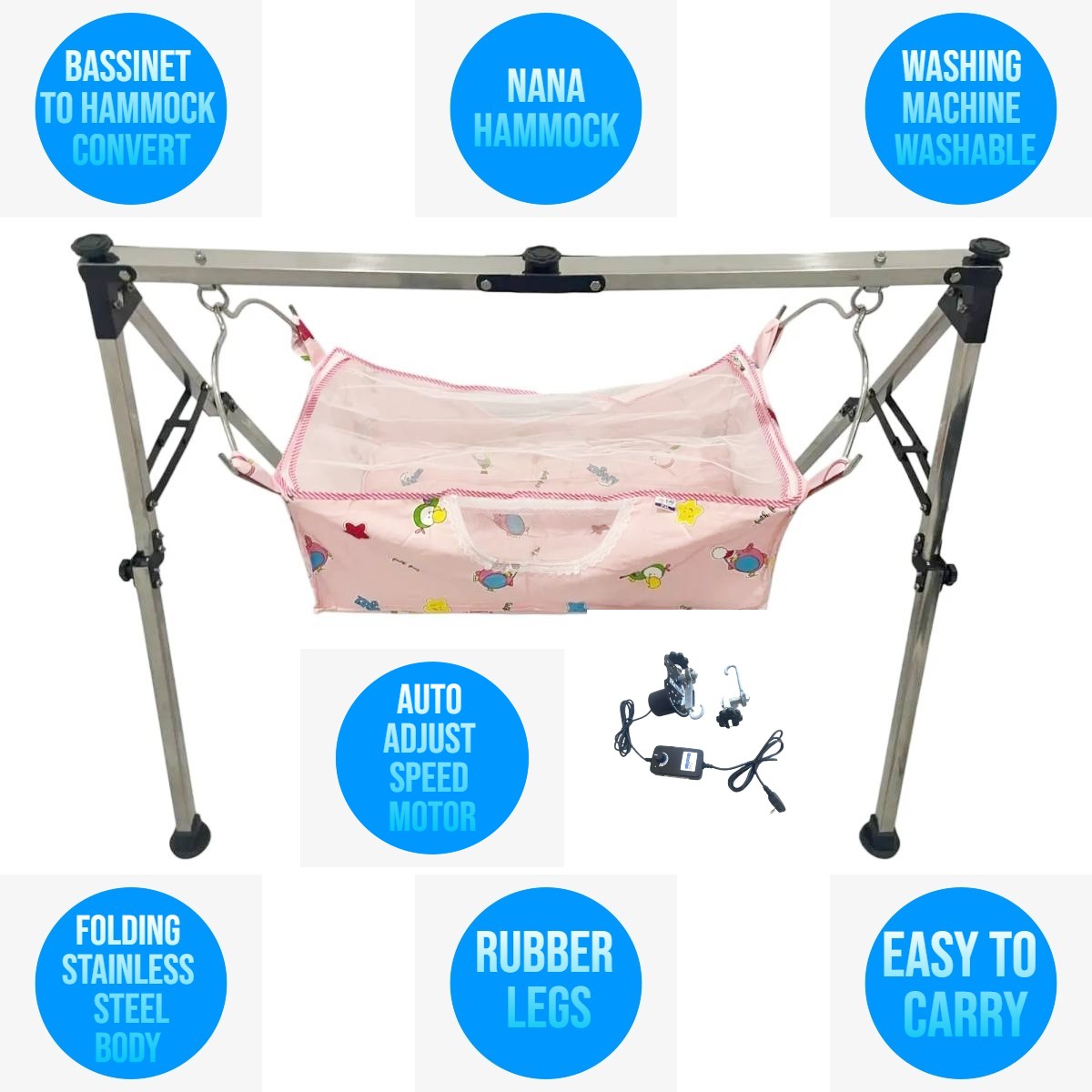 Stainless Steel Premium Indian style baby cradle Ghodiyu Portable cradle,hammock with Small Ring with motor